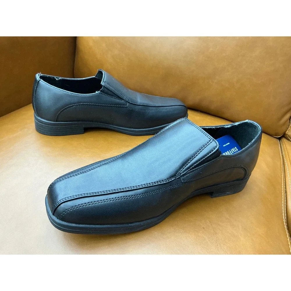 Stafford Dash Jr Loafers Boys Size 7 Black Bicycle Toe Slip On Shoes